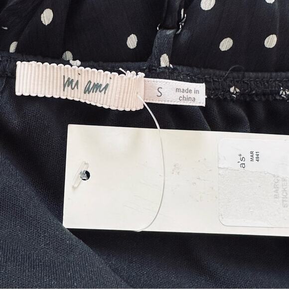 Miami Dress Black White Polka Dot Spaghetti Straps Ruffled Tiered Midi Small NEW - Picture 3 of 13